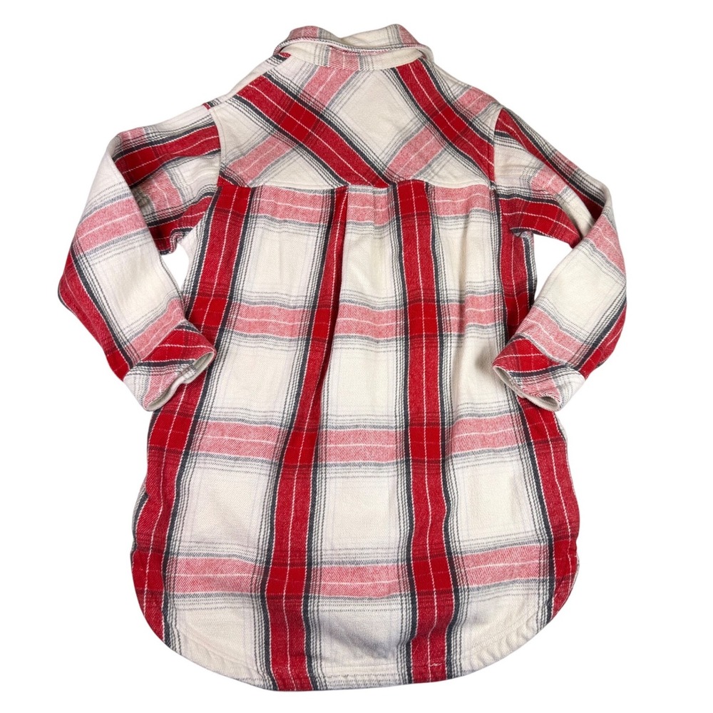 Aerie Oversized Plaid Long Shacket Cotton Lumberjack Shirt Jacket Red White Sz S - Picture 7 of 8